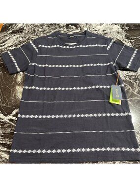 Roark Well Worn Horizon Jacquard SS Tee Dark Navy Mens Size Small NWT $49